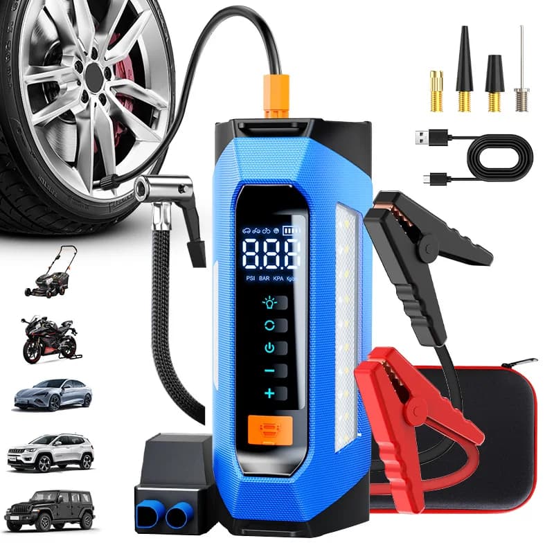 8000a Amp 200 Psi Auto Jumper Multi Function 12v Battery Booster Condenser Auto Compressor Accumulators And Reserve Charger Starting With Air Pump