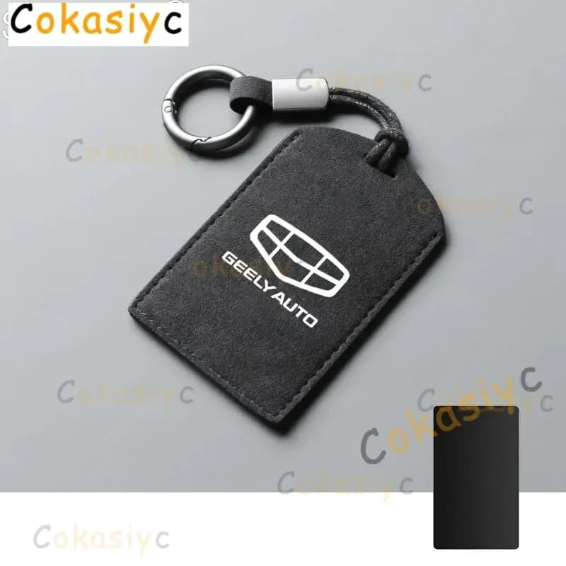 Portachiavi in pelle scamosciata per auto NFC Card Key Case Cover Shell Holder Portachiavi di protezione per Geely Boyue L 2023 Smart Remote Keyless Accessori auto