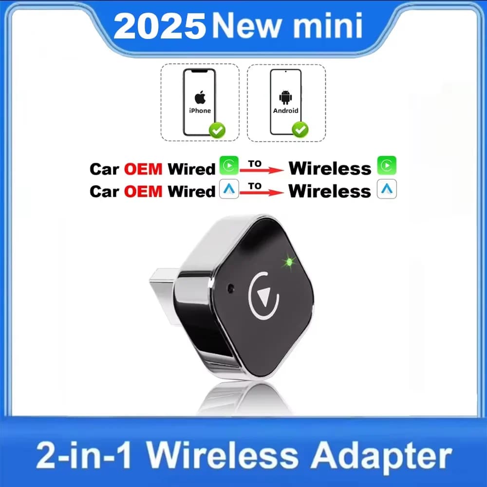 Adattatore Auto Smart Wireless CarPlay Android 2026 Nuovo, Plug&Play Senza Sforzo, Connessione BT WiFi Stabile, Aggiornabile OTA, Compatibile con il 99% dei Veicoli