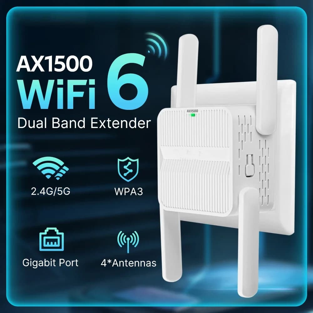 AX1500 WiFi 6 ripetitore Dual Band 2.4G e 5GHz Router Wireless wi-fi Extender 4 * 2dbi Antenna Gigabit amplificatore per scheda di rete per PC