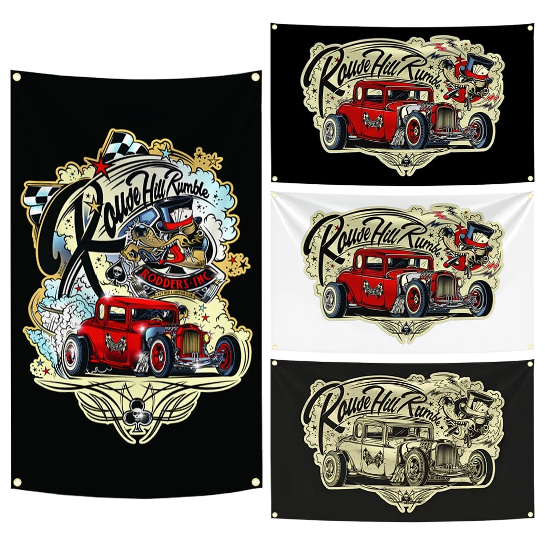 90x150cm Rodders Inc “Rouse Hill Rumble”Flag Tapestry Polyester Digital Printing Banner Garage Wall Art Out Door Decoration
