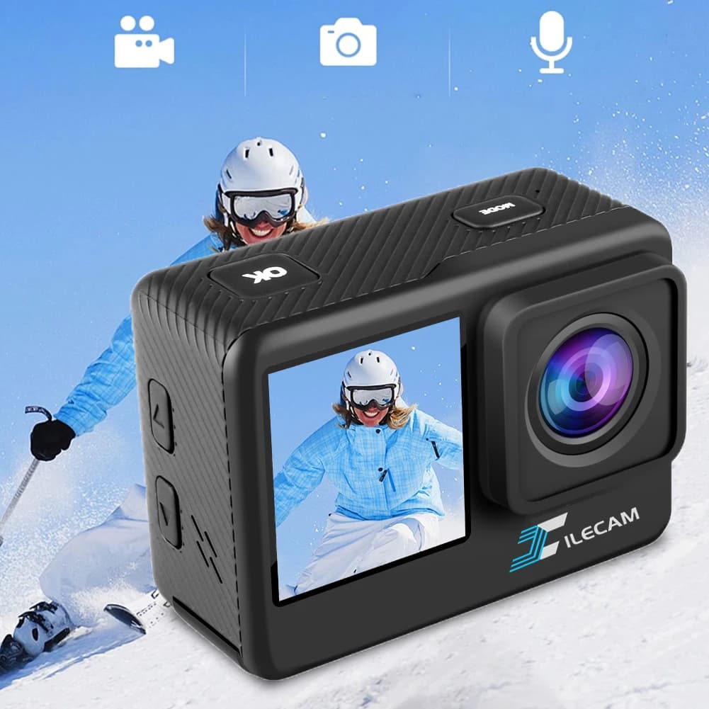 4K UHD 2.0 Inch IPS Screen Bicycle Camera Recording Camera Anti-Shake Action Camera 1080P 30FPS Water Camera 30M Waterproof