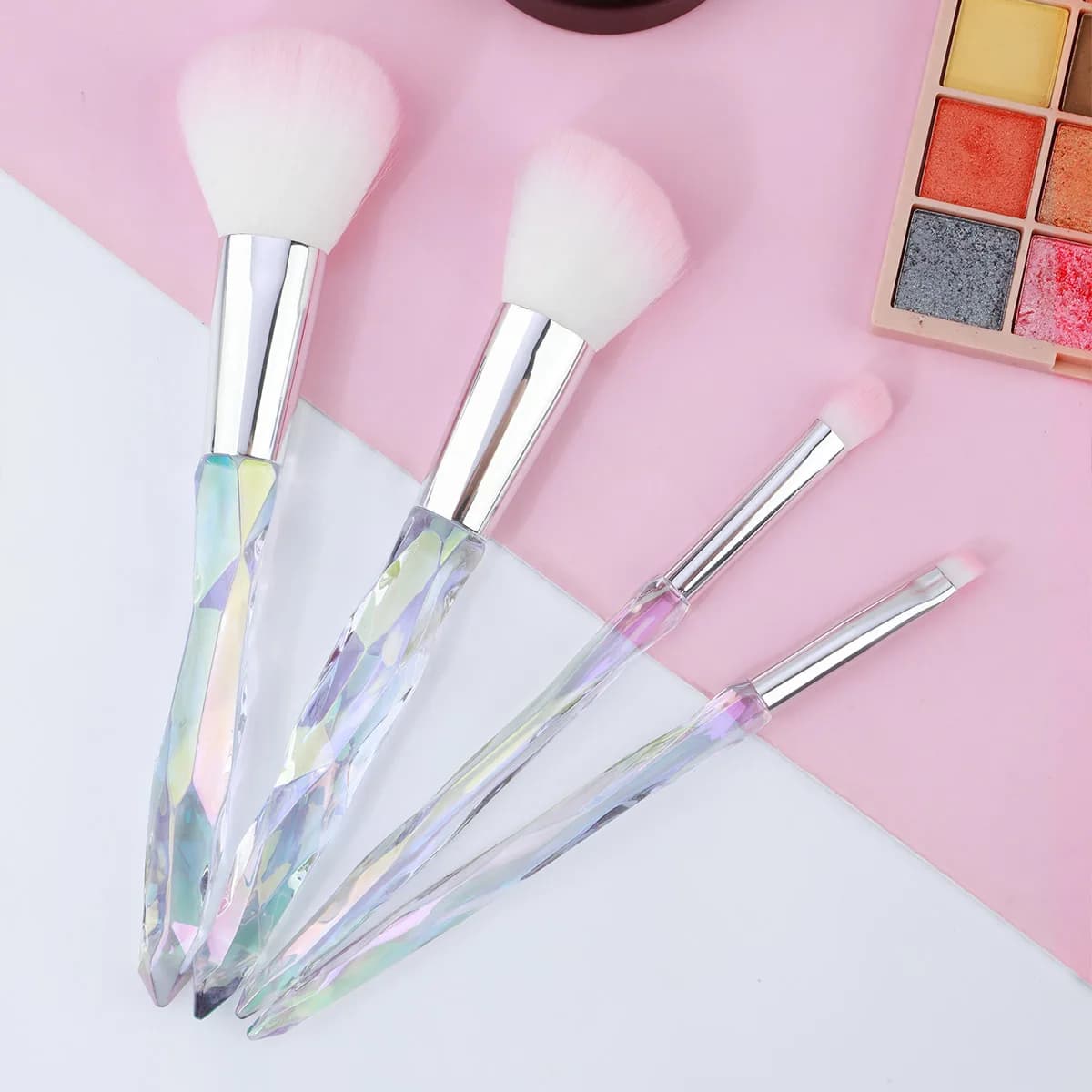 Set of 4 brushes for makeup, brush for foundation, brush for fard, brush for concealer, umbrella brush with box, professional cosmetic brushes