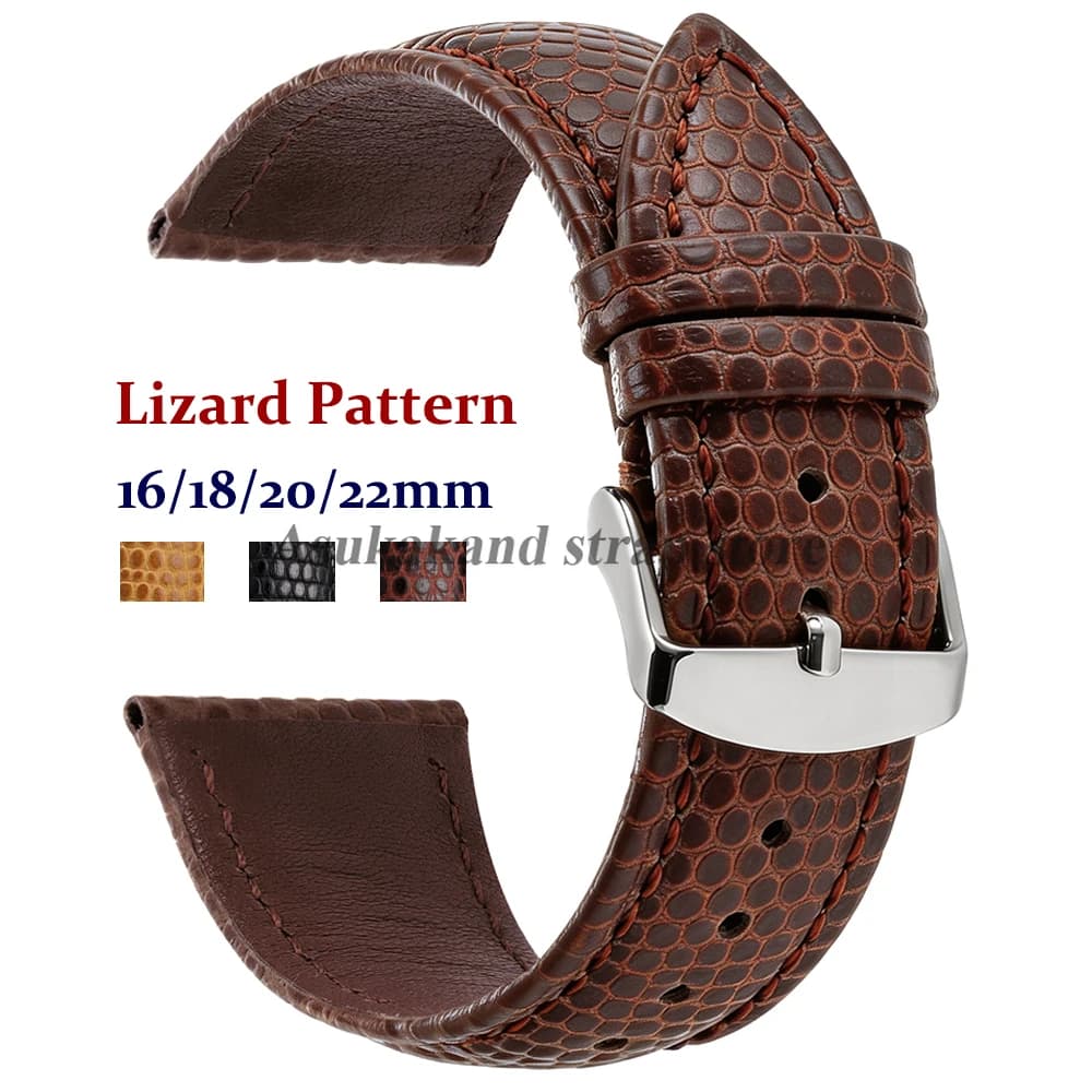 Cinturini in Pelle con Motivo a Lucertola per Orologi Seiko 16mm 18mm 20mm 22mm, Cinturino in Pelle Bovina per Orologi Omega, Bracciali Business per Uomo e Donna
