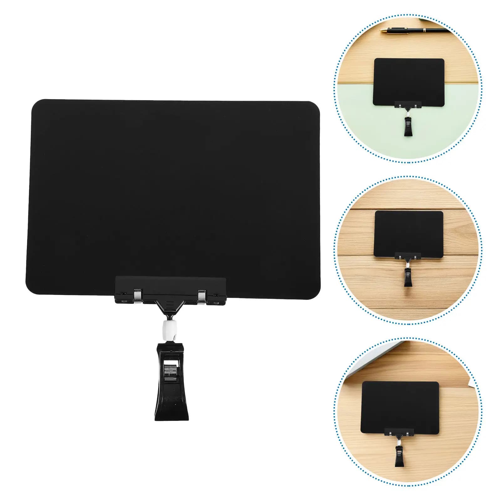 10 Set di Mini Cartellini Lavagnetta con Clip, Rotanti a Doppia Faccia, Cancellabili, Etichette Nere per Prezzi per Negozi, Stand Fieristici e Supermercati