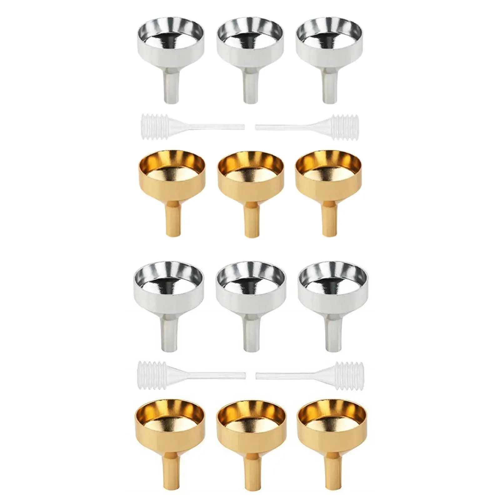6x Mini imbuto in lega di alluminio Funnesl multifunzionale con contagocce a molla per condizioni di riempimento bottiglie da laboratorio per lozioni per spezie
