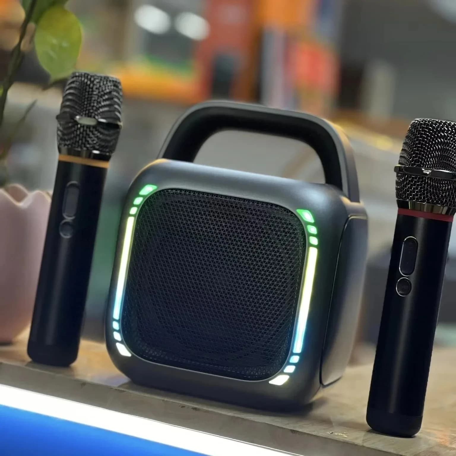 Altoparlante Bluetooth Portatile per Esterni, Speaker Wireless per Uso Domestico con Due Microfoni Wireless, BT 5.3