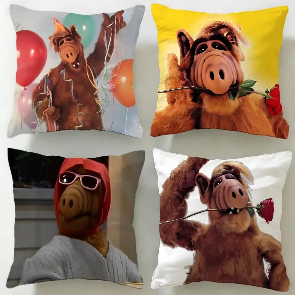 classic cartoon ALF Cushion Cover Soft & Easy-Wash Pillow Case – Versatile for Couch, Bed, Travel and Office