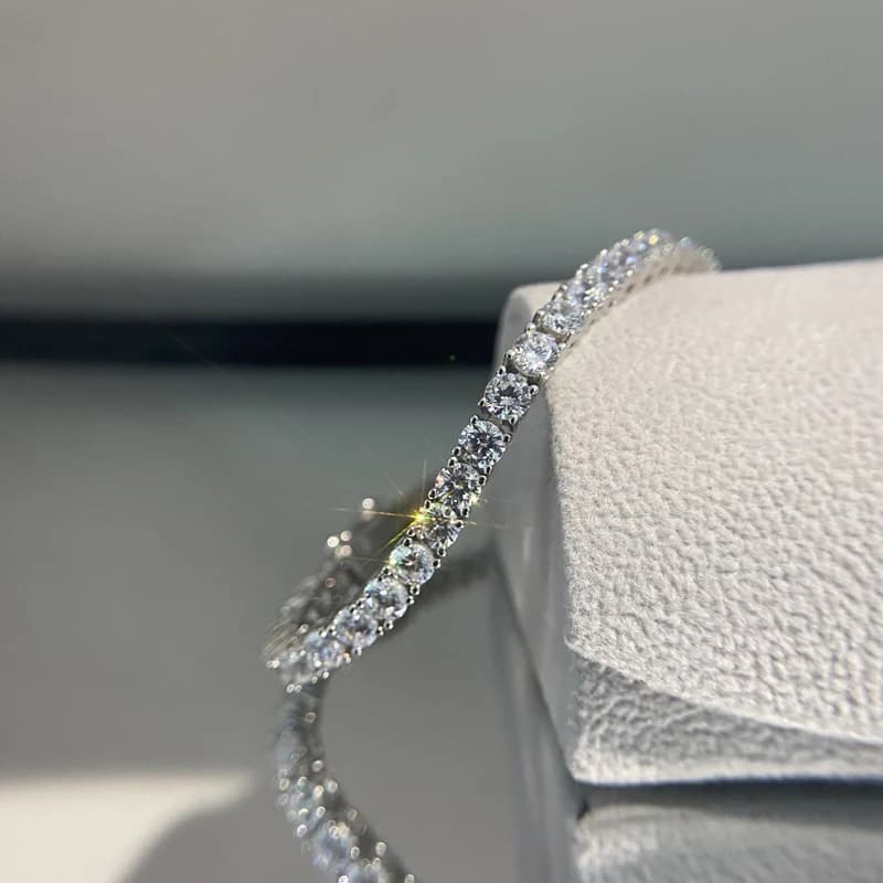Luxury Design 4mm Tennis Chain Bracelet for Women, Wedding Jewelry, S925, Sterling Silver Diamond Bracelet
