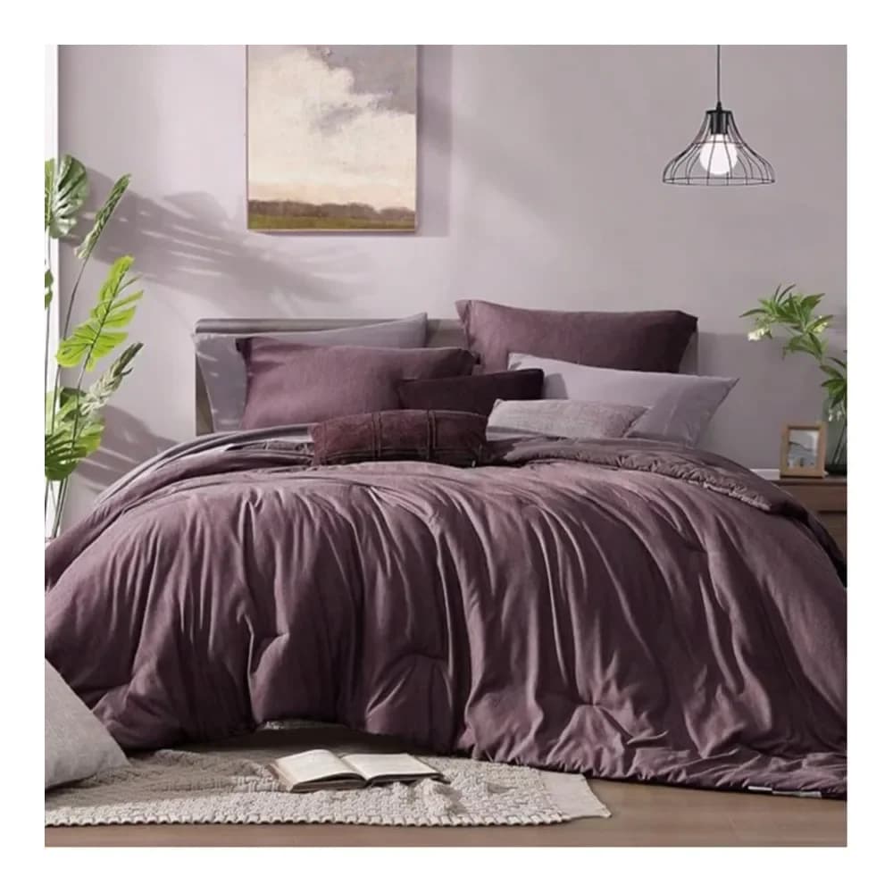 Set di 7 pezzi per letto matrimoniale in una borsa, con piumino, lenzuola, federe, copripiumini reversibili.
