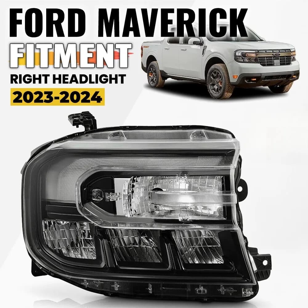 Faro anteriore per Ford Maverick 2023-2024 con LED DRL, lato passeggero, alloggiamento nero