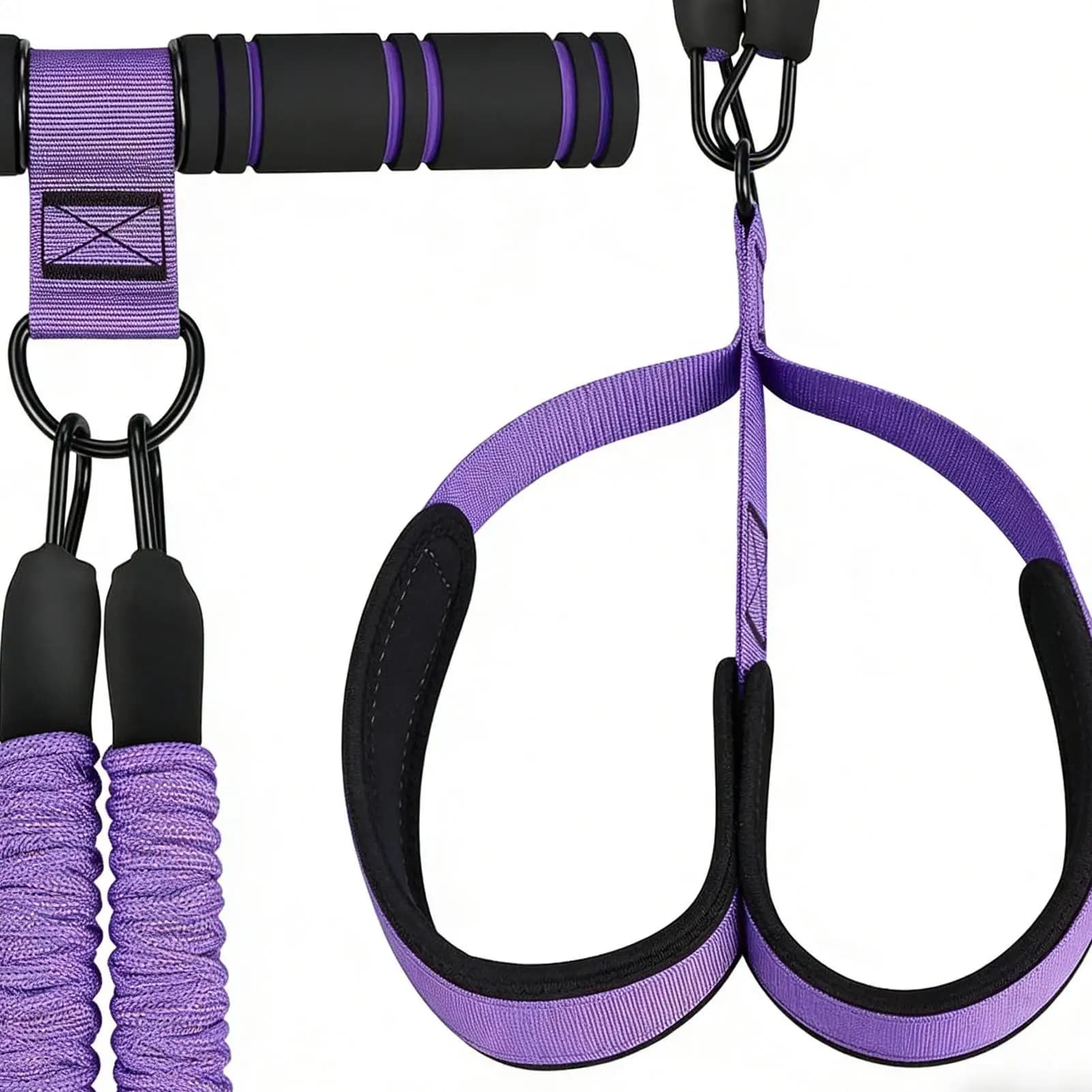 Pedal with elastic resistance for stretching legs, manual tension training with handle for fitness training at home