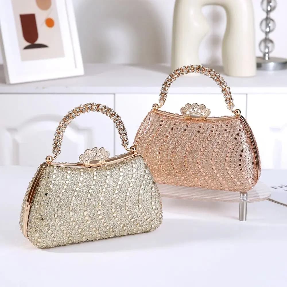 Fashion Diamond Embedded Evening Bag Fashionable Design Small Size Women Handbags Elegant Style Clutch Bag Wedding Event