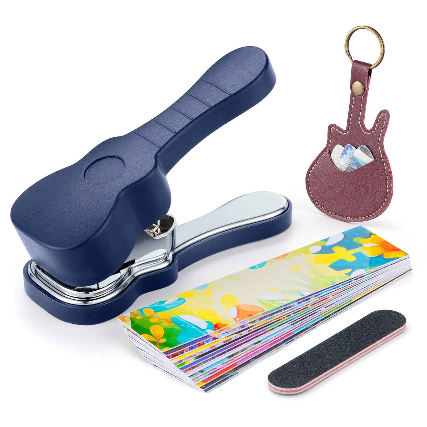 Perforatore per Chitarra, Kit Fai-da-Te per Realizzare Plettri, Strumento Personalizzato per Plettri con 15 Lime Colorate per Chitarristi