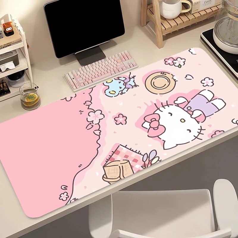 Tappetino per mouse da ufficio per giochi, Hello Kitty Anime, tappetino per mouse da scrivania progettato specificamente per PC, computer, giochi, CS GO, laptop, tappetino per mouse Kawaii