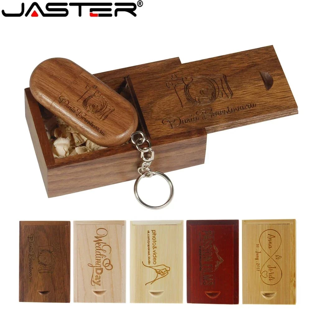 Chiavetta USB Personalizzabile con Logo Gratuito, Memoria Flash, Portachiavi, Scatola in Legno, Pen Drive, Dispositivo di Archiviazione, Pendrive 128GB 64GB 32GB 16GB 8GB 4GB