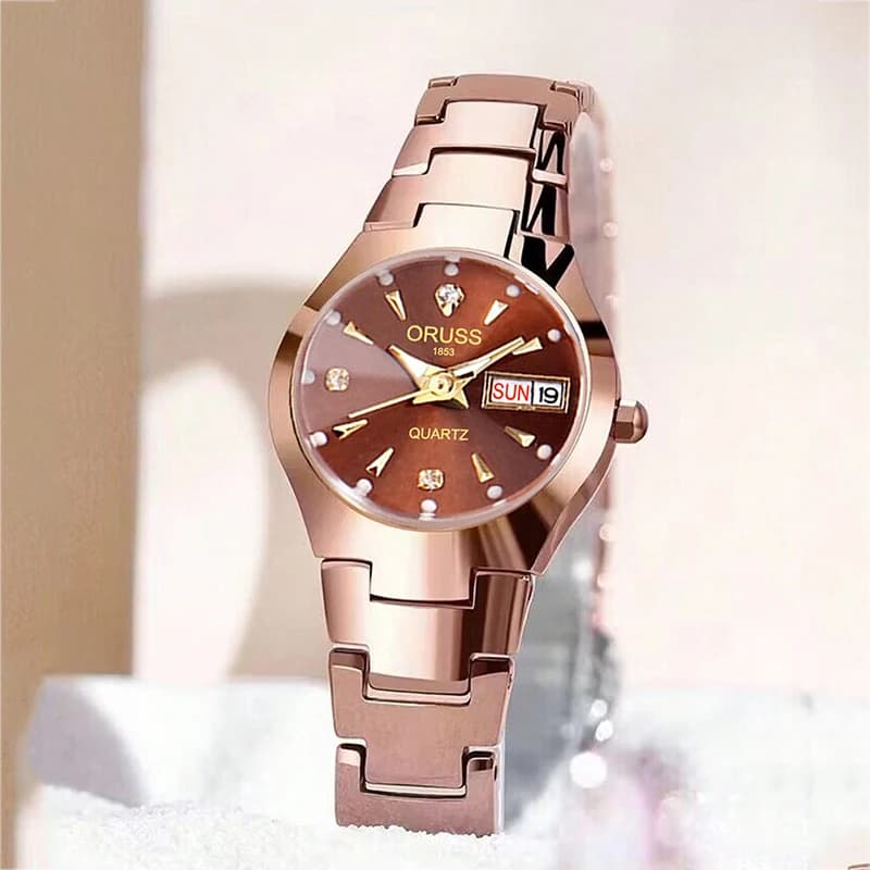 ORUSS OR03 Women's Watch Casual Business Quartz Watch Luxury Fashionable Wrist Watch Waterproof 30M Stainless Steel Wrist Watch