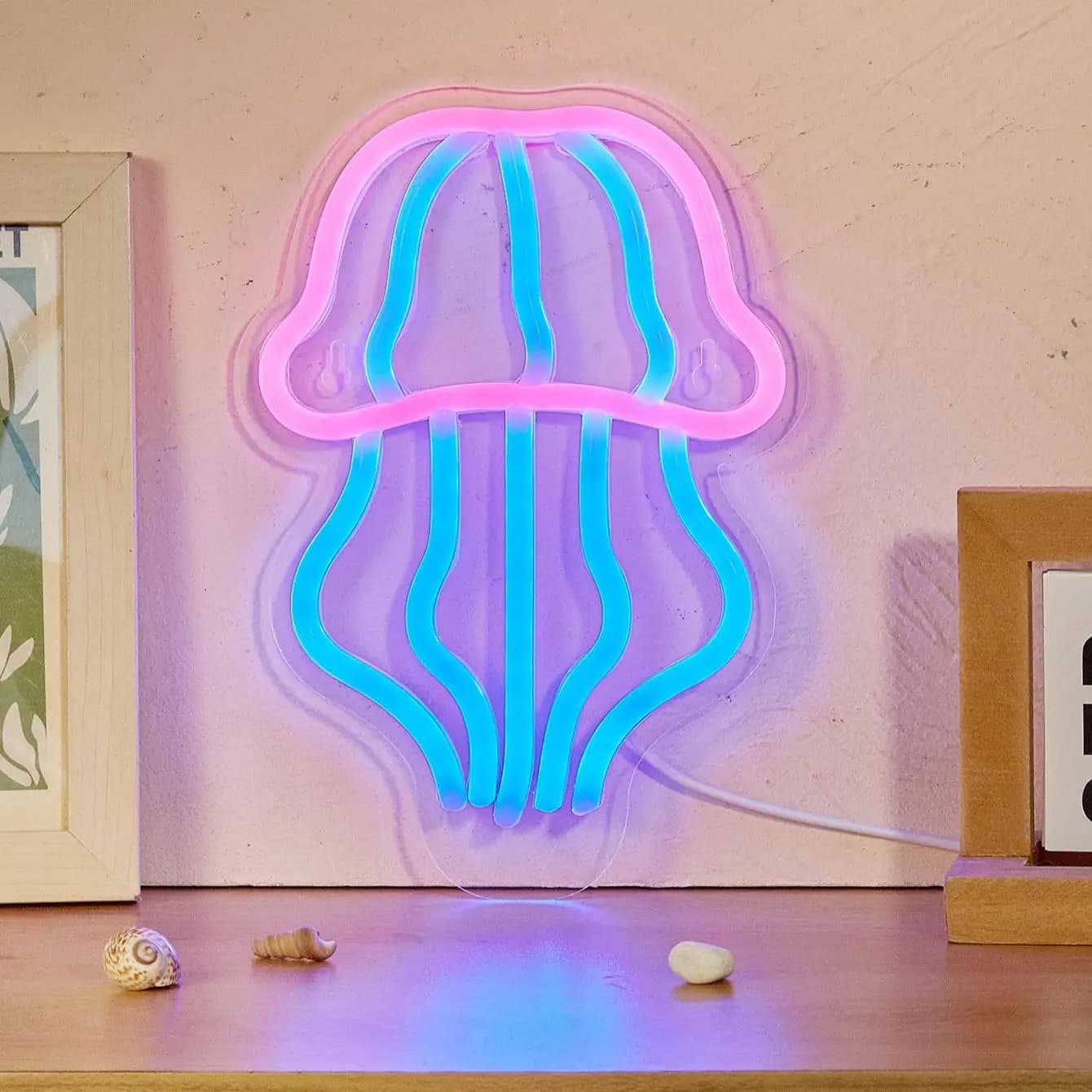 Chi-buy LED Neon Jellyfish, Insegna Luminosa a LED a Forma di Medusa Alimentata tramite USB, Luce Notturna Adatta per Camera da Letto, Matrimoni, Halloween, Ringraziamento, Natale