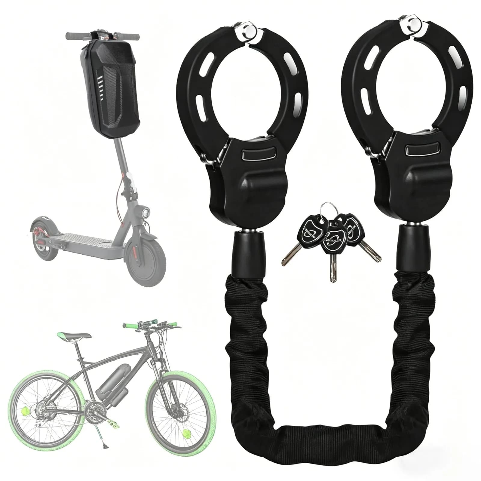 Bike Electric Scooter Lock 90cm Chain Lock Anti Theft Accessories for Electric Bicycles Scooters High Security Locks with Bag