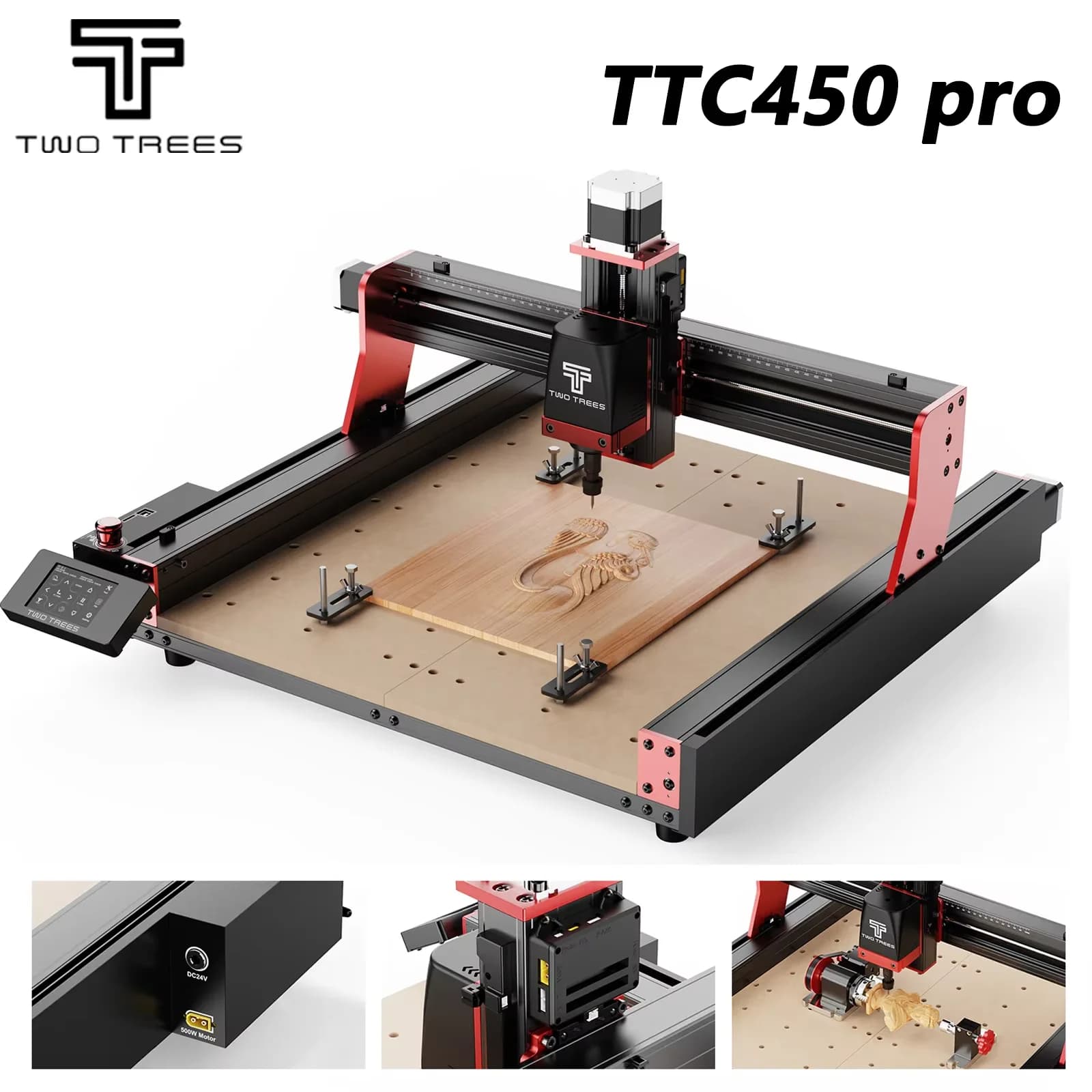 TWOTREES TTC450 PRO Router CNC Macchina 4 assi per legno acrilico 95% assemblato XYZ Finecorsa Aggiornamento incisione Taglio