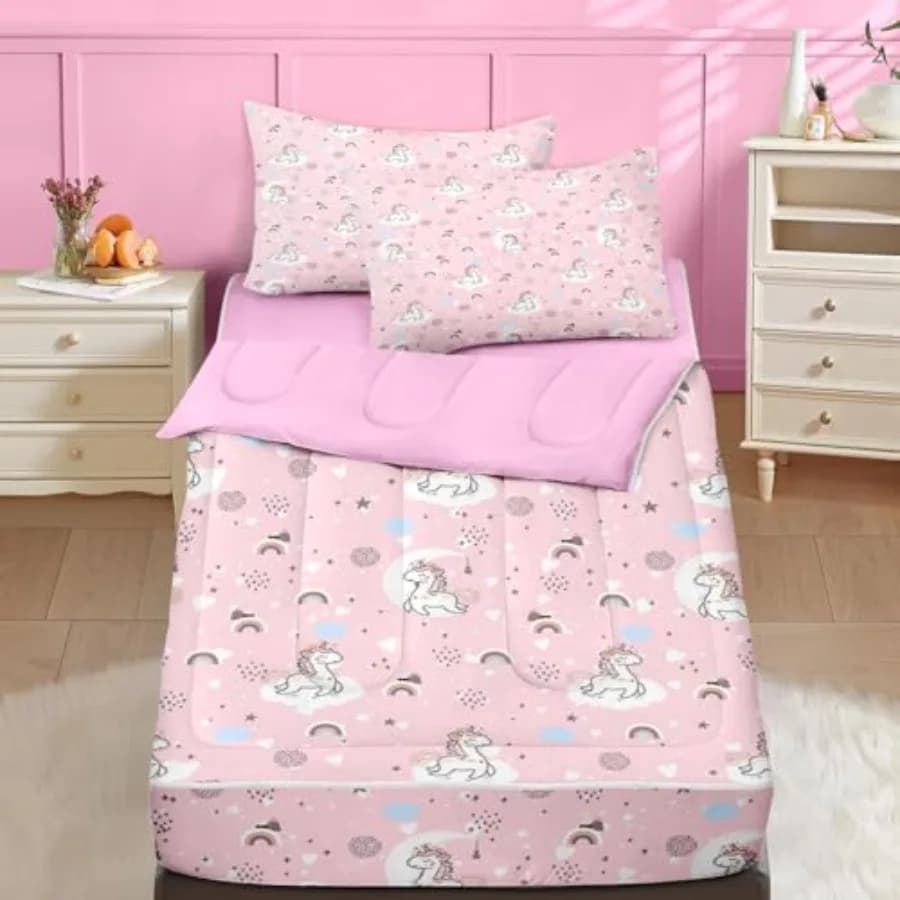 Set di biancheria da letto con cerniera per ragazze e Kawaii Moon, set da 3 pezzi con piumino, lenzuolo con angoli e 2 federe.
