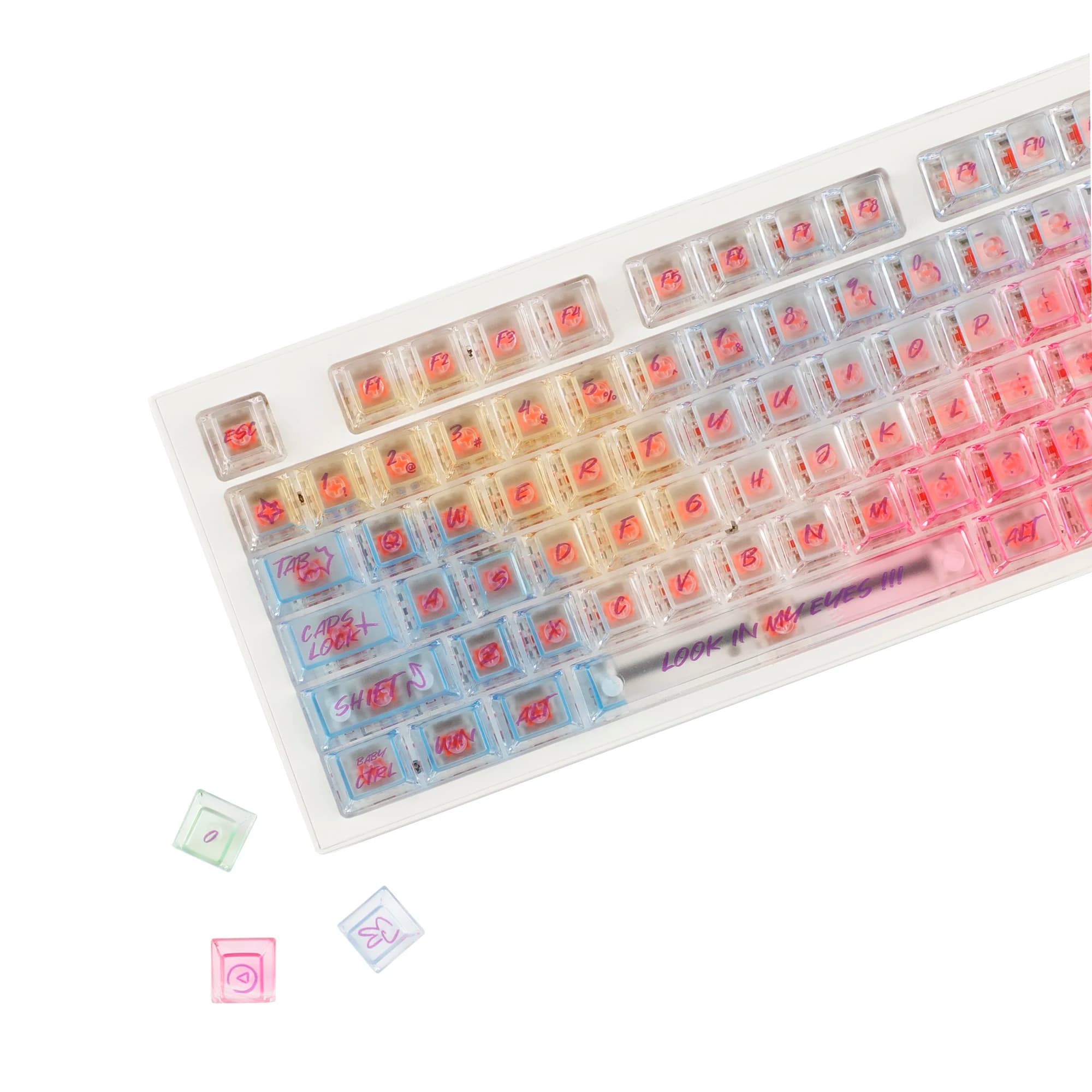 YMDK 123 buttons Rainbow Graffiti Shine Through PC Cherry Profile Keycaps for mechanical keyboards 61/64/68/87/100/104/108 MX