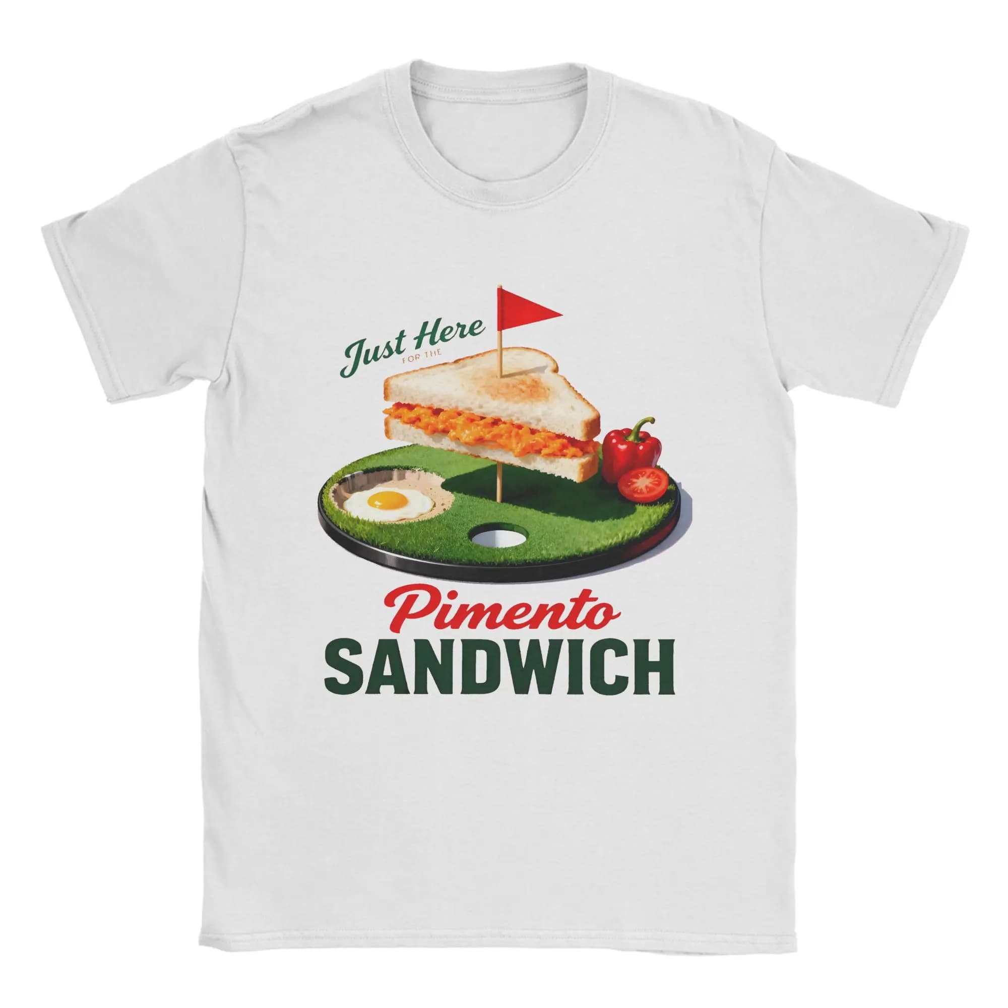 Maglietta da uomo Just Here For The Pimento Cheese Sandwich, maglietta divertente a tema golf, t-shirt da spiaggia, streetwear, top in cotone, idea regalo