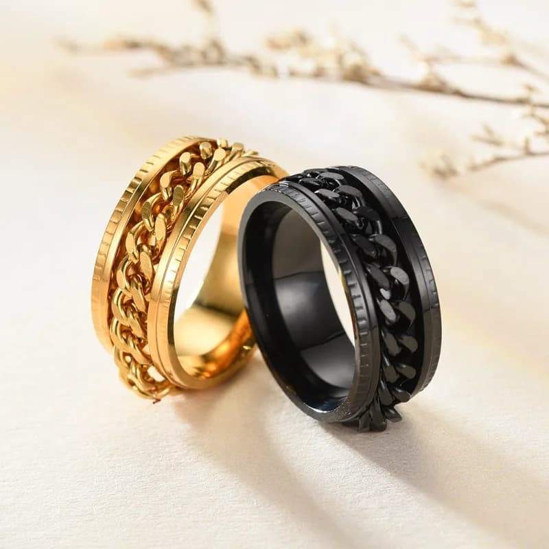 Anello spinner di moda 8mm per uomo donna acciaio inossidabile catena cubana Spinner Fidget Band rilascio anelli di ansia commercio all'ingrosso di gioielli