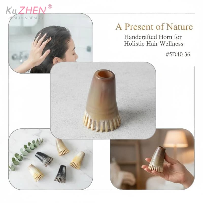 Pettine Massaggiante a Denti Larghi, Spazzola per Cuoio Capelluto, Pettine in Corno, Massaggiatore Gua Sha, con Manico Ergonomico, per Districare i Capelli e Rimuovere la Forfora, per Uso Domestico