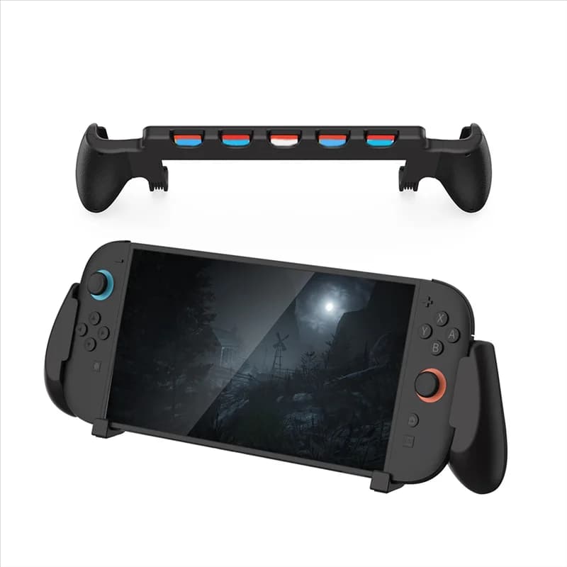 【LARANZIA】Per Nintendo Per Switch 2 Grip con custodia per impugnatura con supporto 5 slot per giochi Custodia protettiva Supporto per impugnatura antiscivolo Accessori per giochi