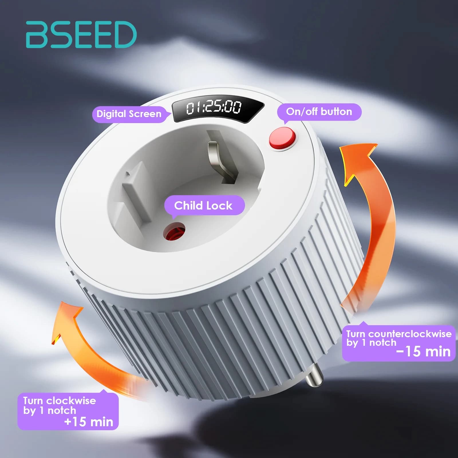 BSEED WiFi Smart Plug Outlet 16A Children's Protection Overvoltage Protection Domestic Timer Prese APP Smart Life White