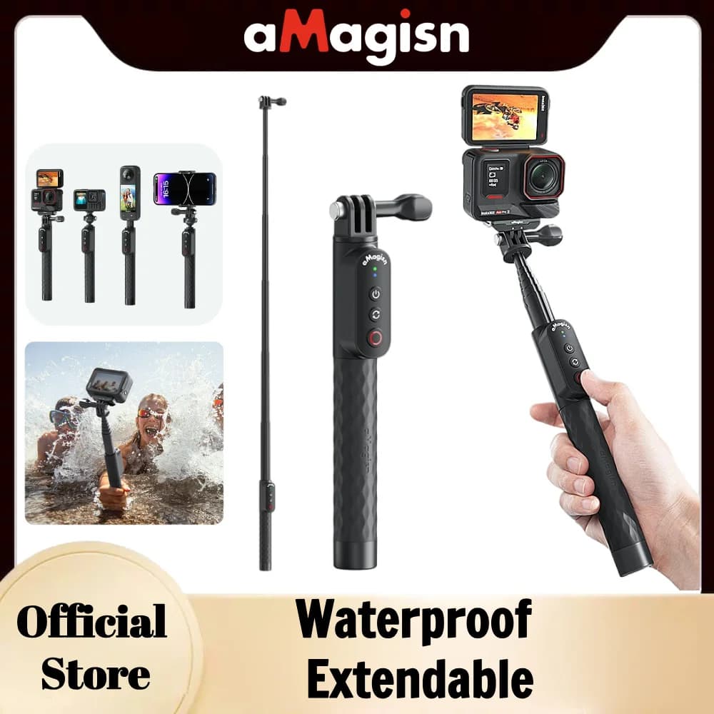 aMagisn Monopiede Selfie Stick Bluetooth, asta estensibile fino a 100 cm per cellulari, GoPro Hero, Insta360 Ace Pro X4 X5 e accessori