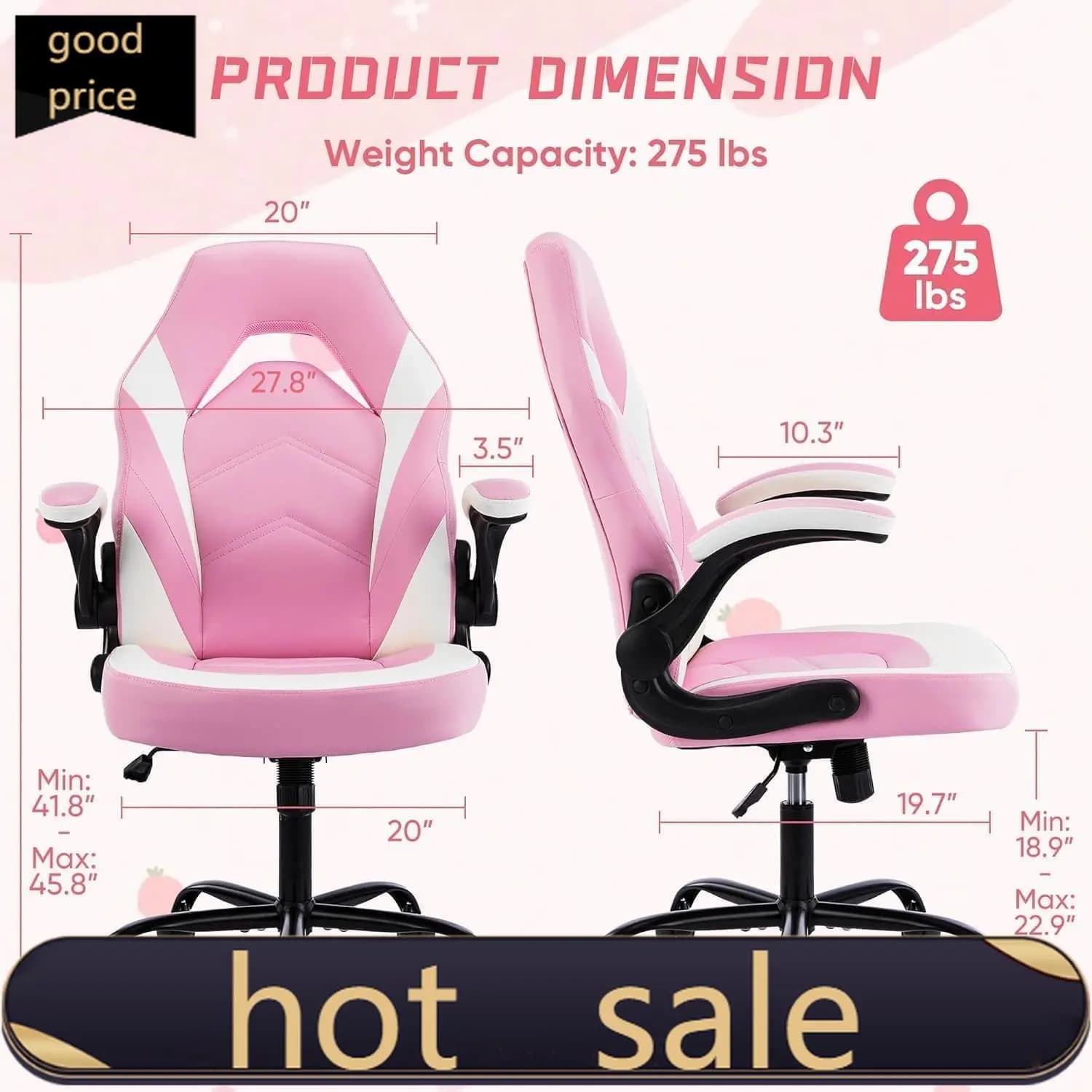 Sedia da Gaming per Computer - Ergonomica, Grande e Alta, con Supporto Lombare, Braccioli Ribaltabili e Rotazione a 360° ° Ruote Girevoli, Altezza in Pelle PU