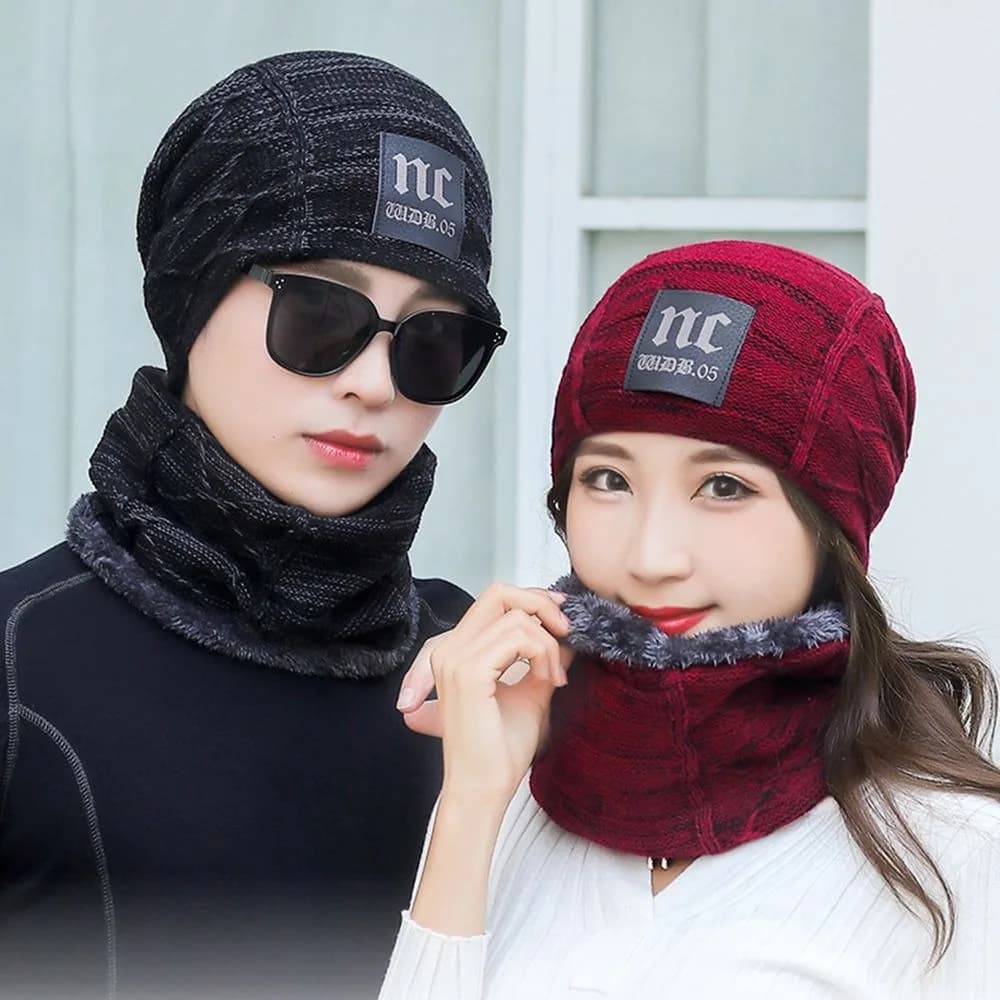 New Windproof Hat Scarf Set Coldproof Knitted Neck Warmer Warm Face Shield Skiing Cycling