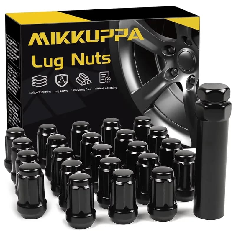 MIKKUPPA 23 pezzi 1/2-20 dadi per ruota scanalati in acciaio estremità chiusa con strumento di presa - kit dadi ruota neri/cromati per SUV camion auto