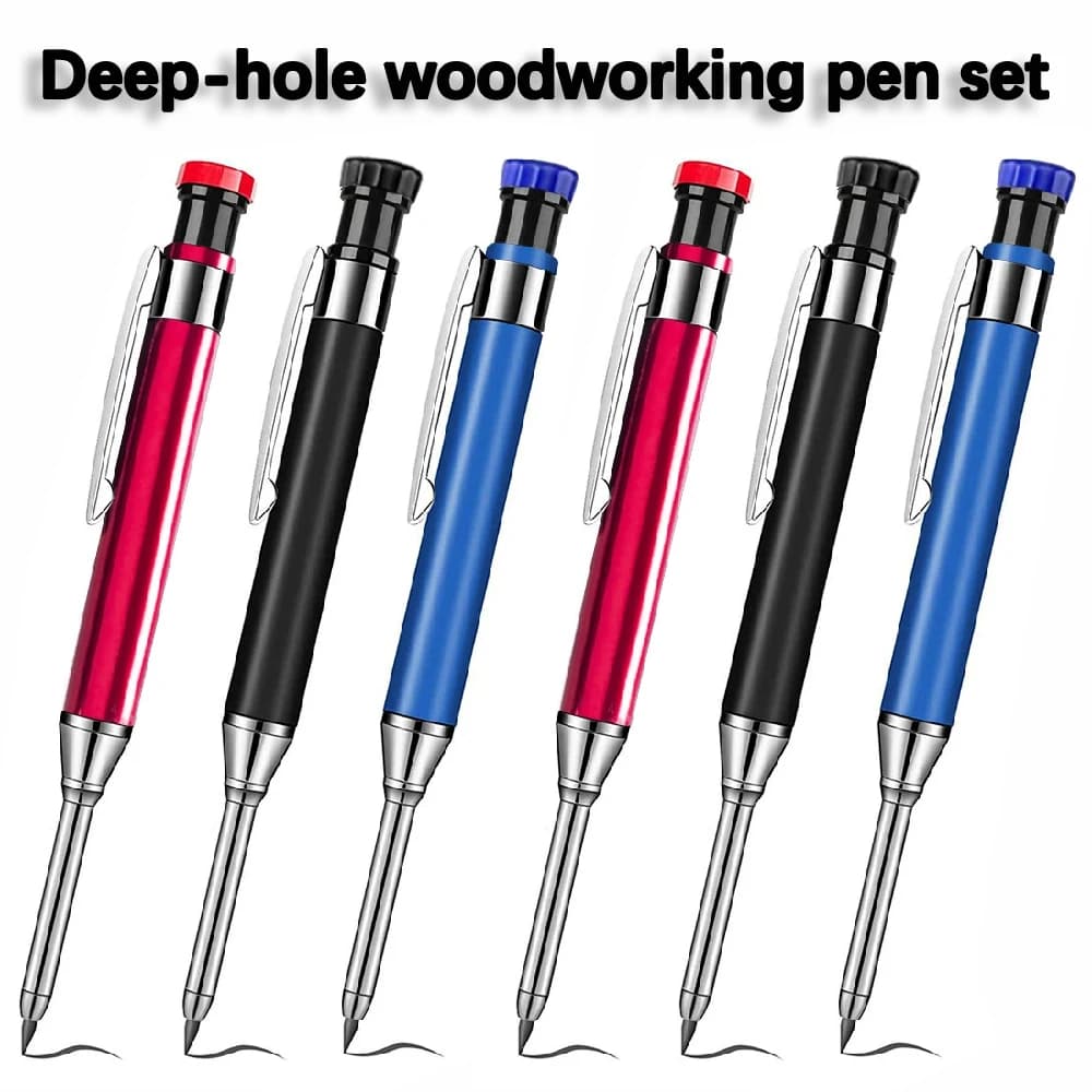3pcs/set 2.8mm Metal Woodworking Pencil Deep-hole Marker Mechanical Pen Built-in Pencil Sharpener for Marking Tools Supplies