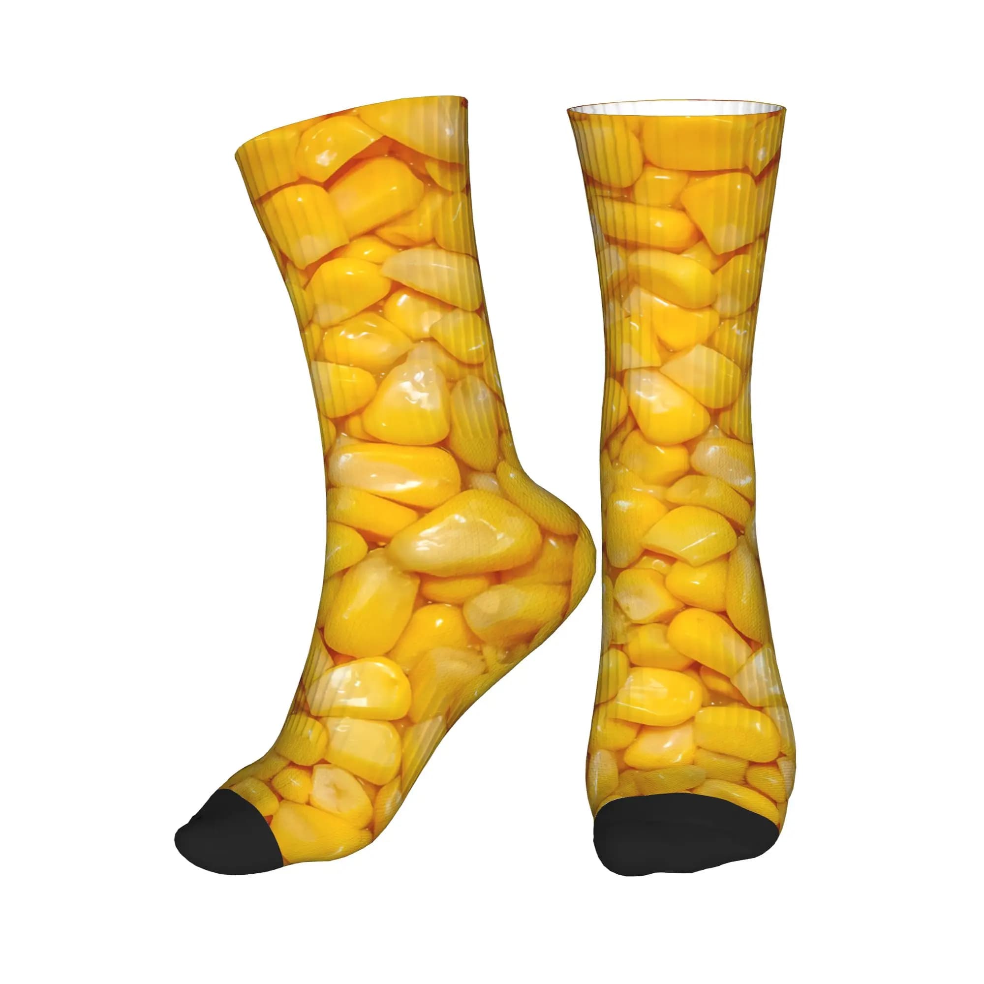 Calzini da uomo con stampa 3D di chicchi di mais gialli, unisex, alla moda