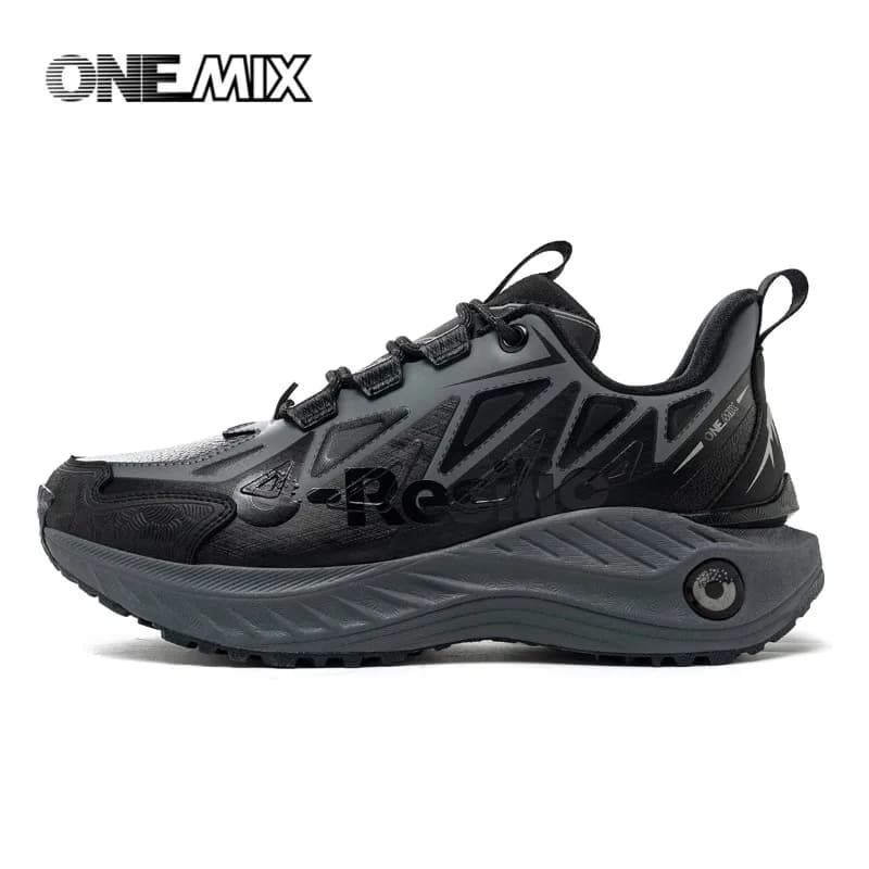 ONEMIX Scarpe da Trail Running per Uomo, Sneakers in Pelle Antiscivolo Resistenti, Scarpe Sportive Stabili per Fuoristrada, Sneakers da Passeggio per Esterni