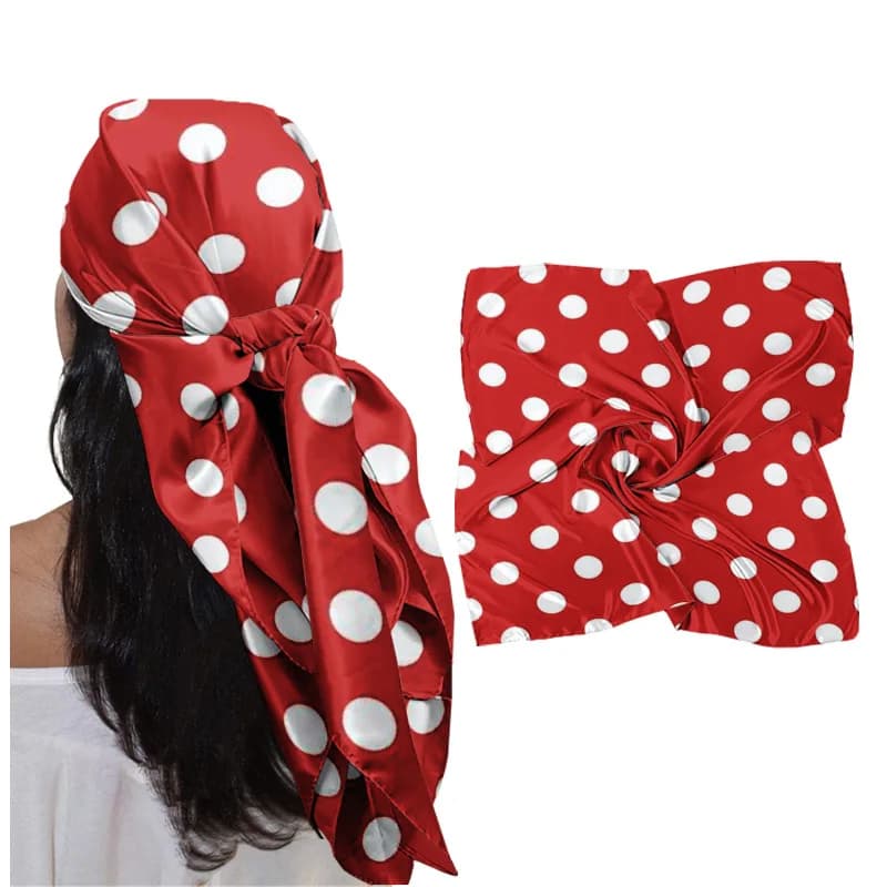 1pc 35-Inch Square Scarf, Soft, Stylish, And Beautifully Designed with Retro Polka Dots. It Is Skin-Friendly, Breathable, And Not Stuffy, Perfect for Daily Outings, Shopping Trips, Gatherings with Friends, Weekend Leisure, Outdoor Activities