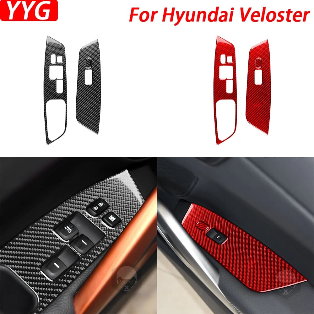 Wall sticker for interior accessories auto decorative for panel switches carbon fiber front lift for Hyundai Veloster 2012- 2017