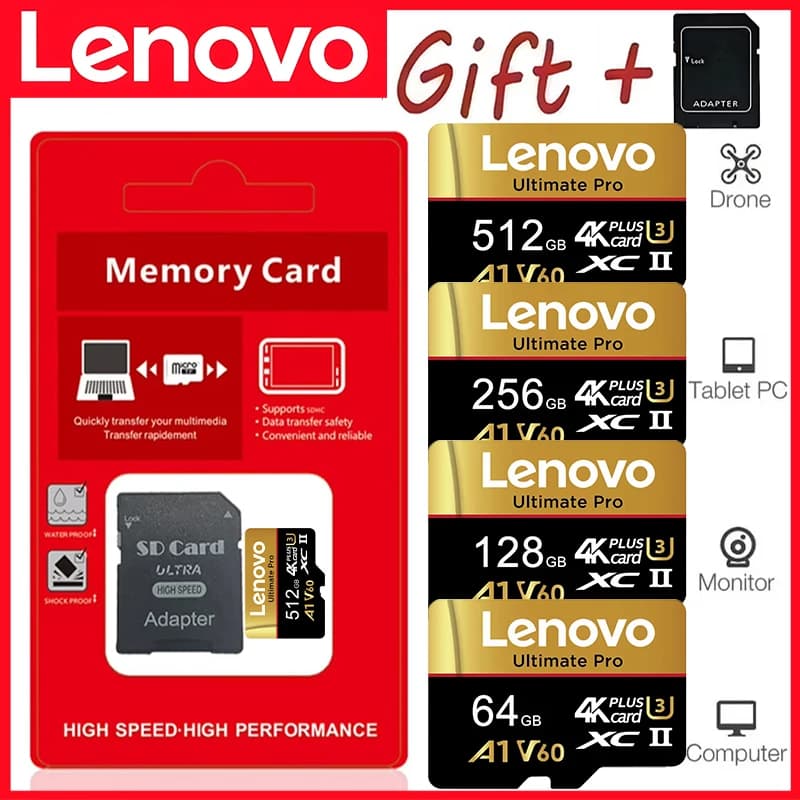 Premium Lenovo 512GB Memory Card SD Cards TF Cards Micro TF SD 256GB Plus 128GB C10 for Tablet / Nintendo Switch / GoPro