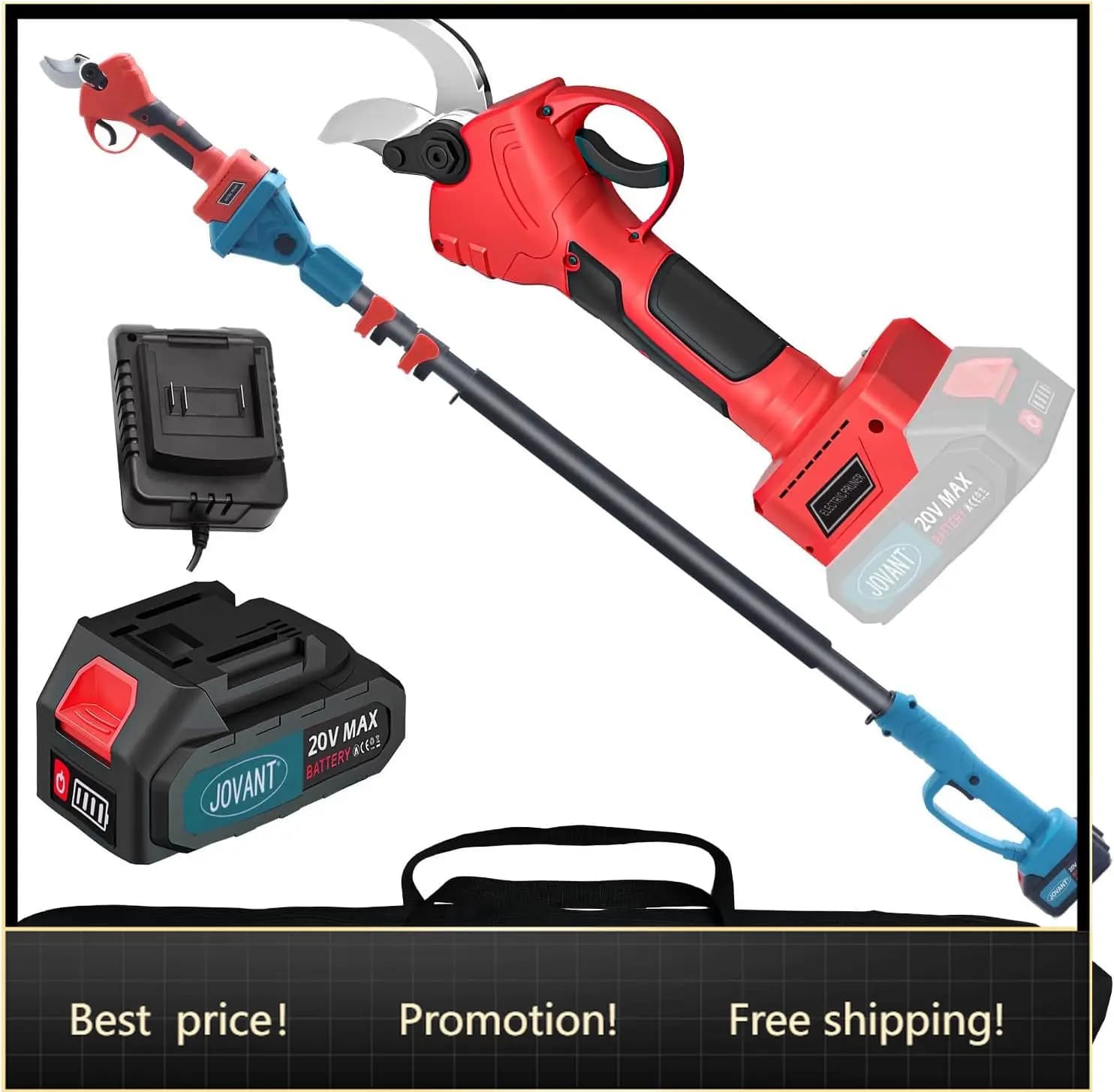 Bestseller2-in-1 Electric Pruning Shears Cordless with Pole, 20V Cordless Pruning Shears,4.0Ah Battery Operated Pruning Shears,