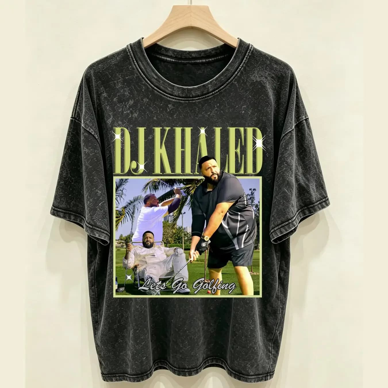 washed T Shirt DJ Khaled Lets Go Golfing Homage 2023 Vintage 90s TT7366 long sleeves vintage Washed Stretched fashion Unisex