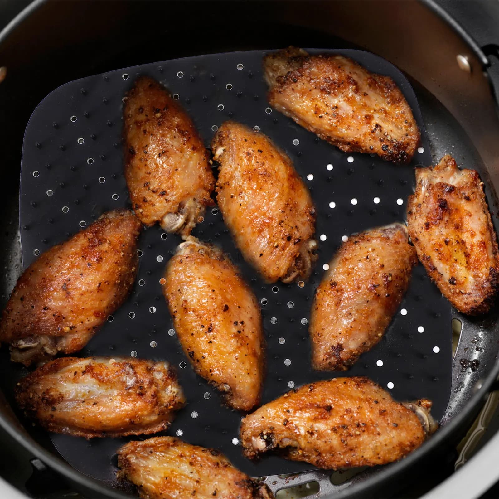 2 Pezzi Tappetini in Silicone Rialzati Premium Riutilizzabili Antiaderenti per Friggitrice ad Aria, Griglia Quadrata, Forno e Cottura - Essenziale per la Cucina
