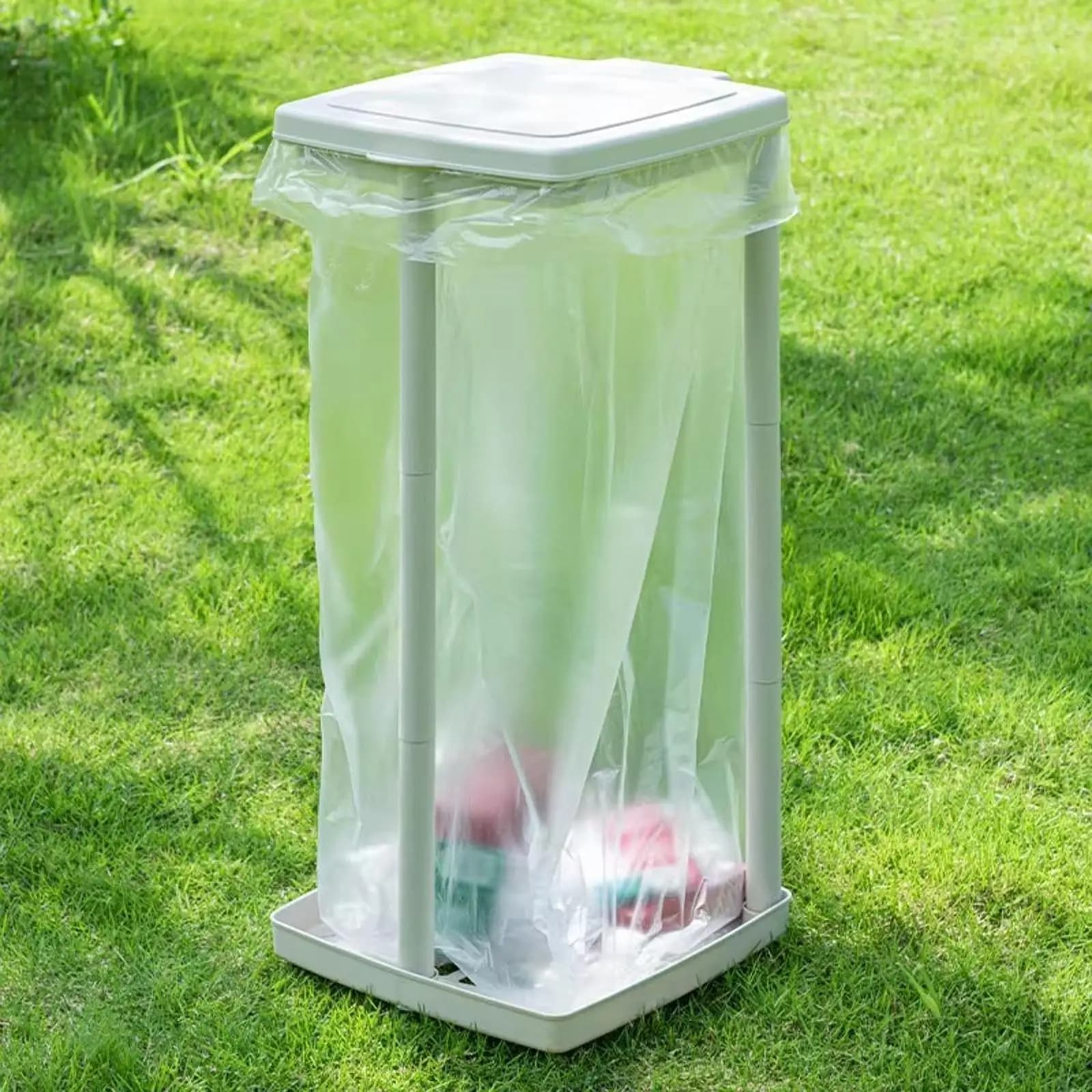 Supporto per Sacchi della Spazzatura da Campeggio, Contenitore Pieghevole in PP Resistente per Picnic, Giardino e Barbecue