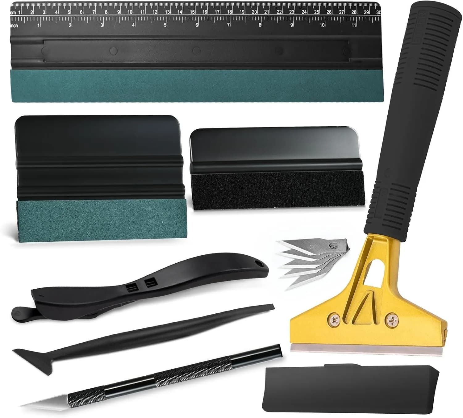 Sntorra Window Film Kit Vinyl Wrap Tools Includes Razor Scraper, Film Cutter, Ruler Squeegee and Tint Squeegee for Window Pri