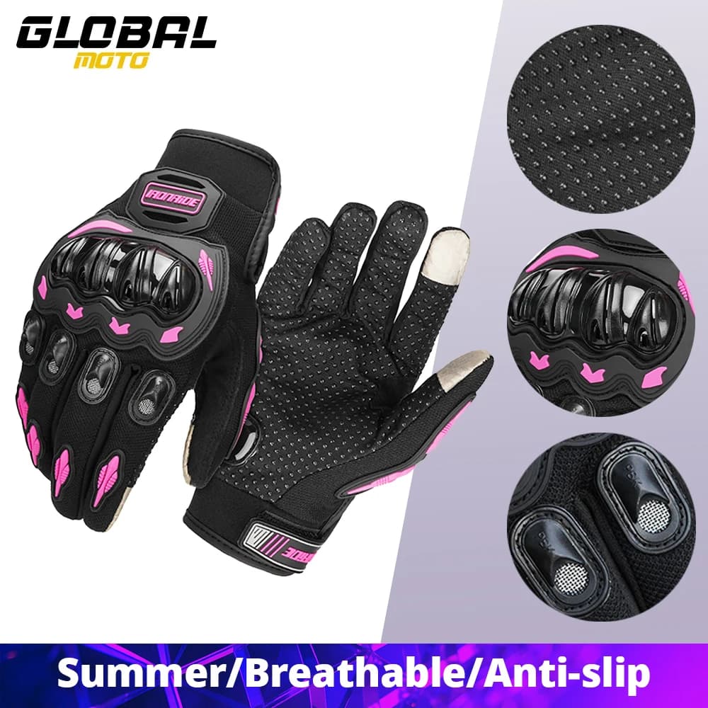 Guanti da Moto per Donna con Touch Screen, Guanti Integrali Estivi per Motocross, Antiscivolo e Traspiranti, Taglie M-2XL