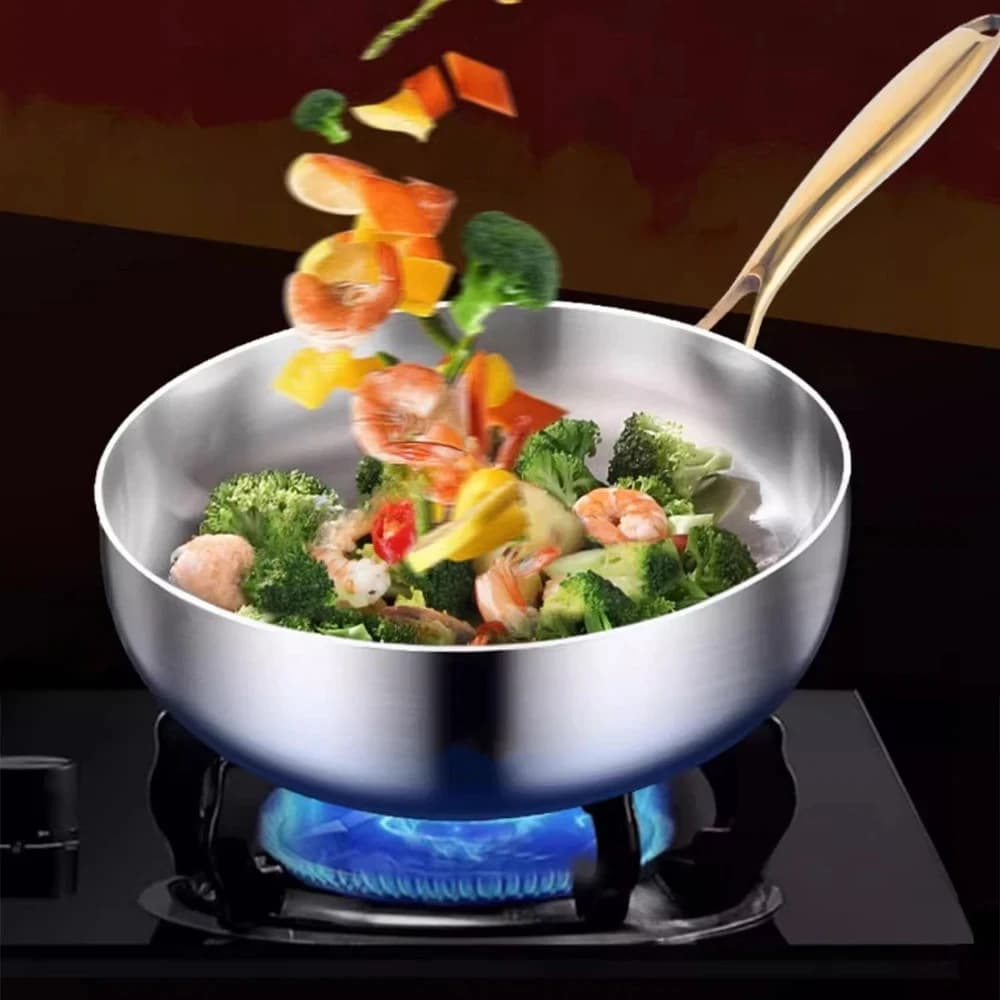 Stainless Steel 316 Frying Wok Anti-Factor Cooking Cottura Fried Steak Gas Stove Induction Cooking General Cooking Pot