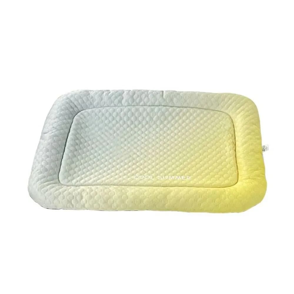 Ice Silk Pet Cooling Mat Breathable Cooling Ergonomic Oval Shape Dog Cooling Bed Non-Slip Bottom Soft Textured Surface