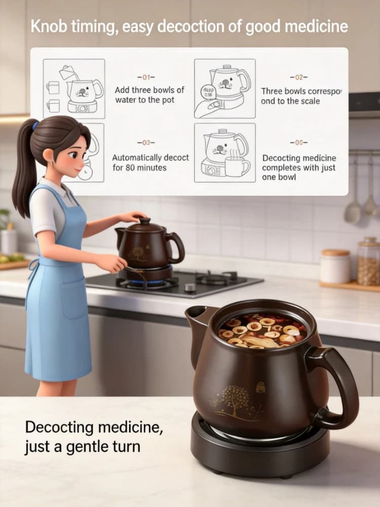 Pentola Elettrica Completamente Automatica per Medicina Cinese, Bollitore Domestico in Ceramica